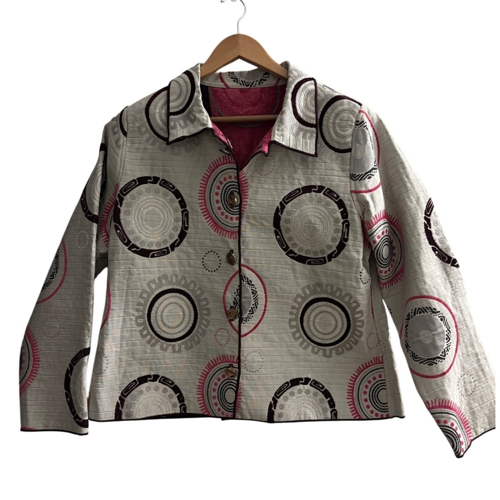 Winding River Reversible Jacket XL Peruvian Pattern Quilted Pink Cream USA Made